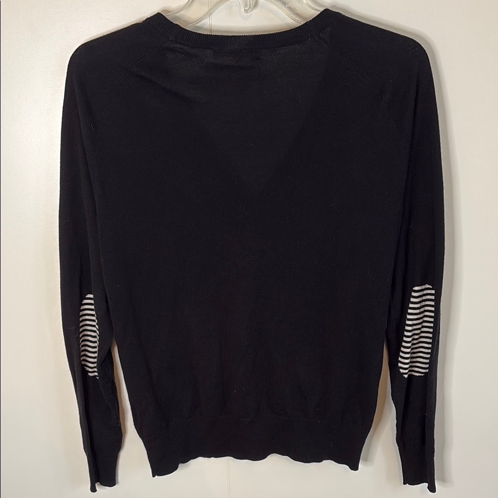 KIER + J Black V-Neck Cardigan with Striped Pockets - Picture 3 of 3
